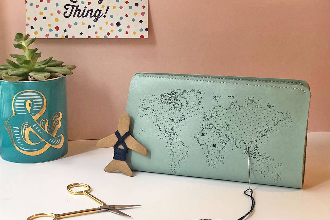 Stitch Where You've Been Travel Wallet - Mint